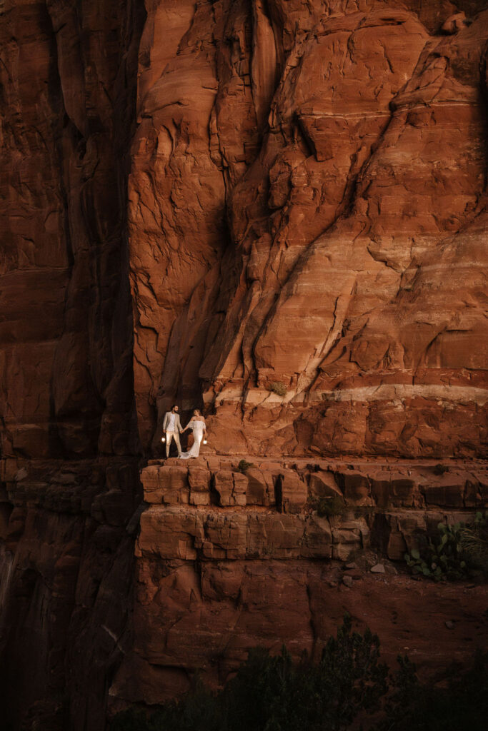 couple during their sedona elopement