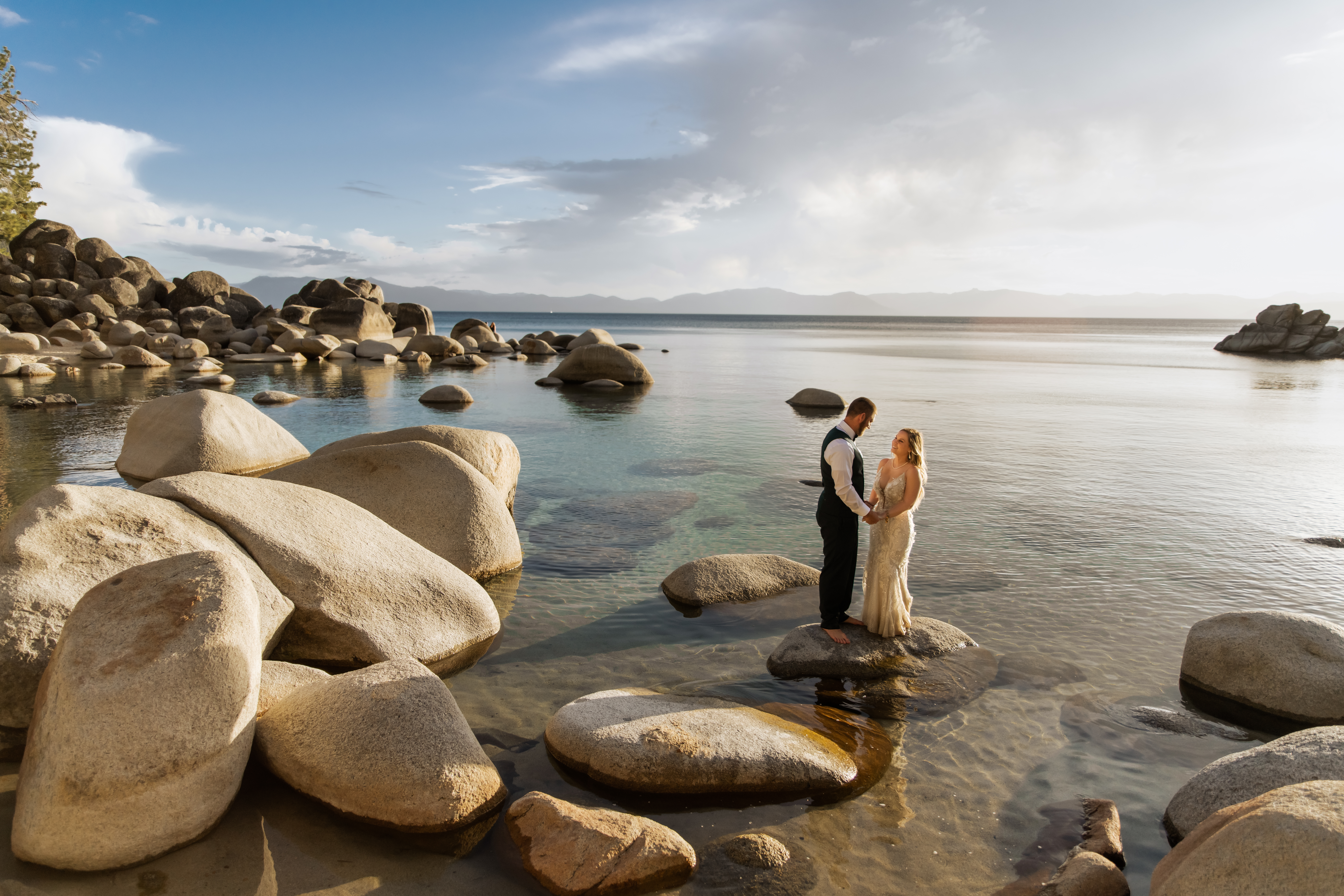 couple looking at each other during their elopement photoshoot