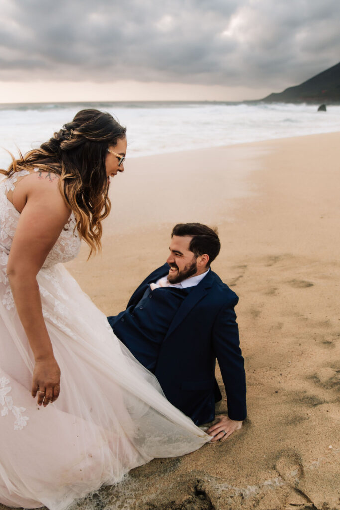 playful couple during their vow renewal elopement 