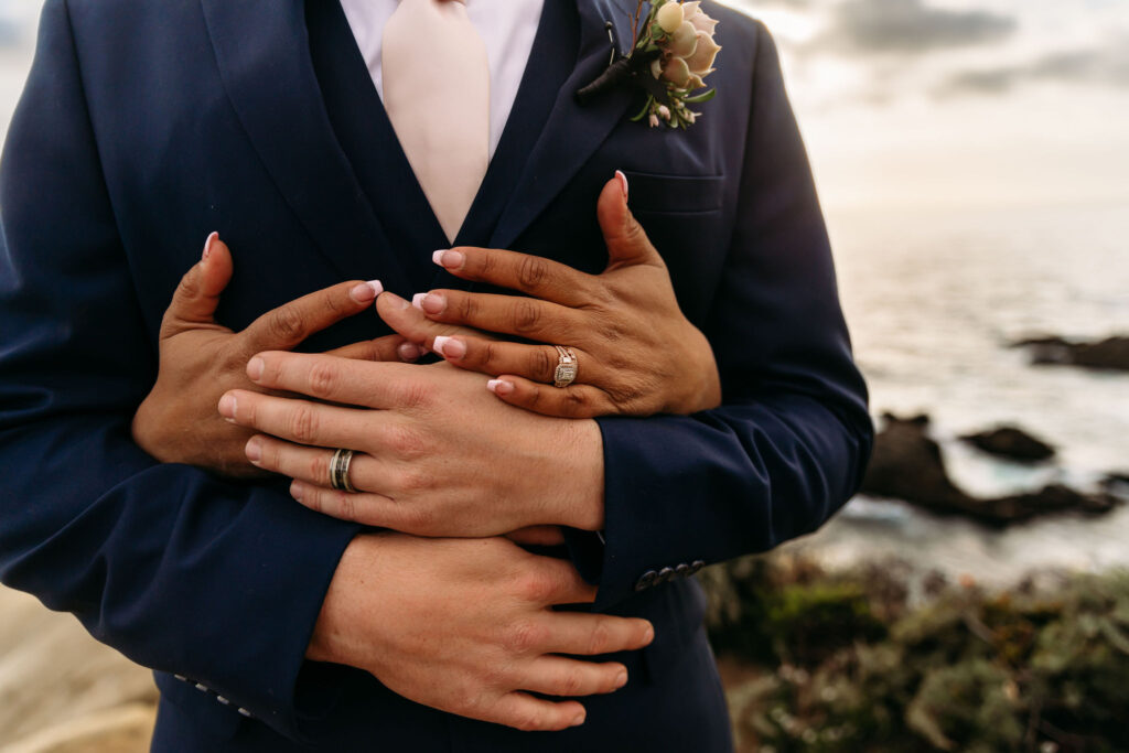 couple showing their wedding rings