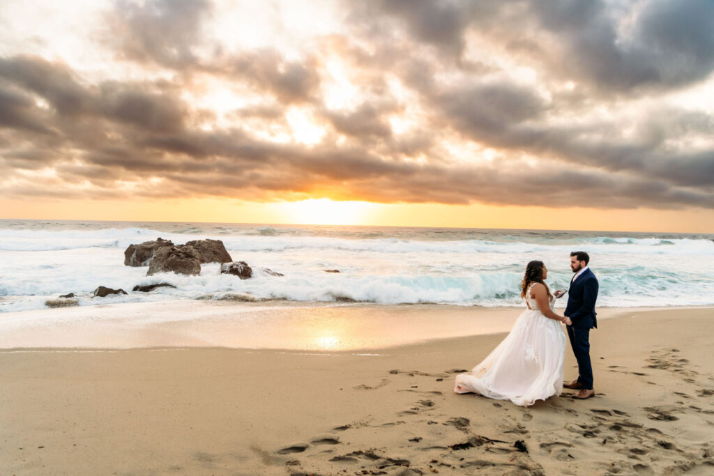 stunning portrait of the couple at the big sur coastline