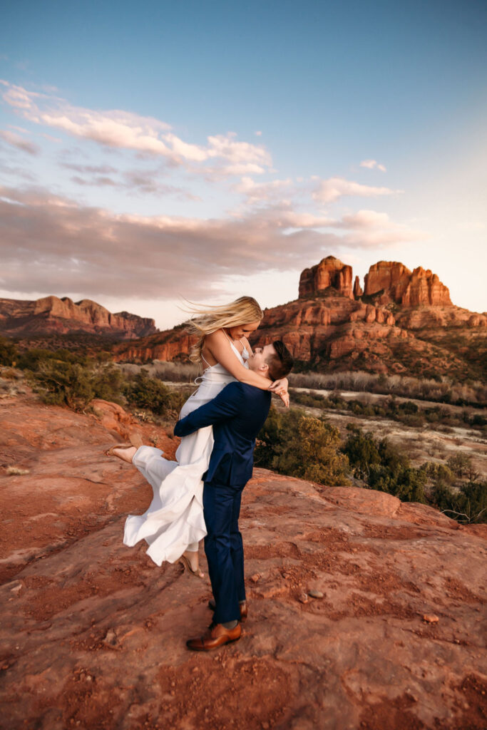 elope in arizona - bride and groom portrait 